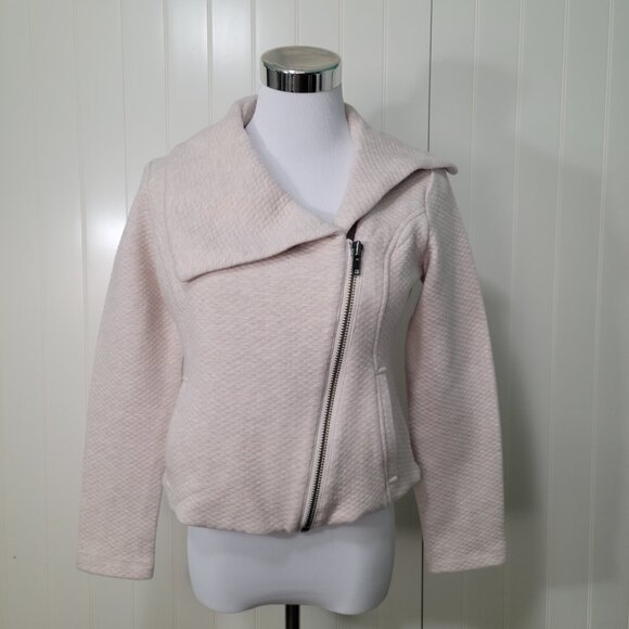 CAbi Ryder Quilted Shawl Vanilla Girl Moto Biker Jacket Asymmetrical Zip Beige - Picture 2 of 12